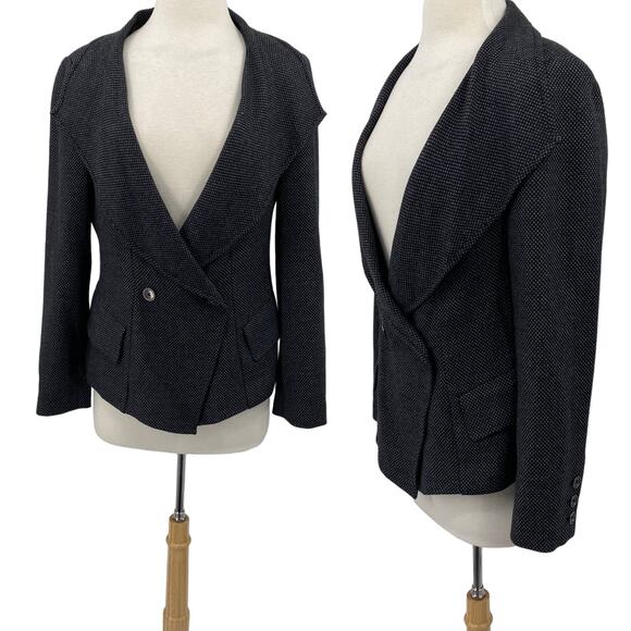 Victor Alfaro Wool Blend Blazer Jacket Double Breasted Oversized Collar Gray 8 - Picture 1 of 9